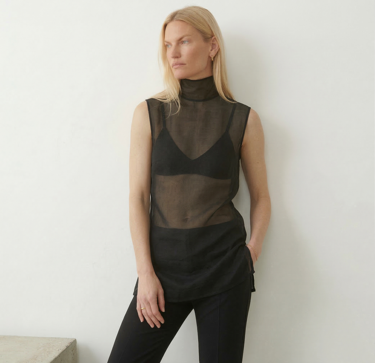The Sheer Organza High-Neck Top