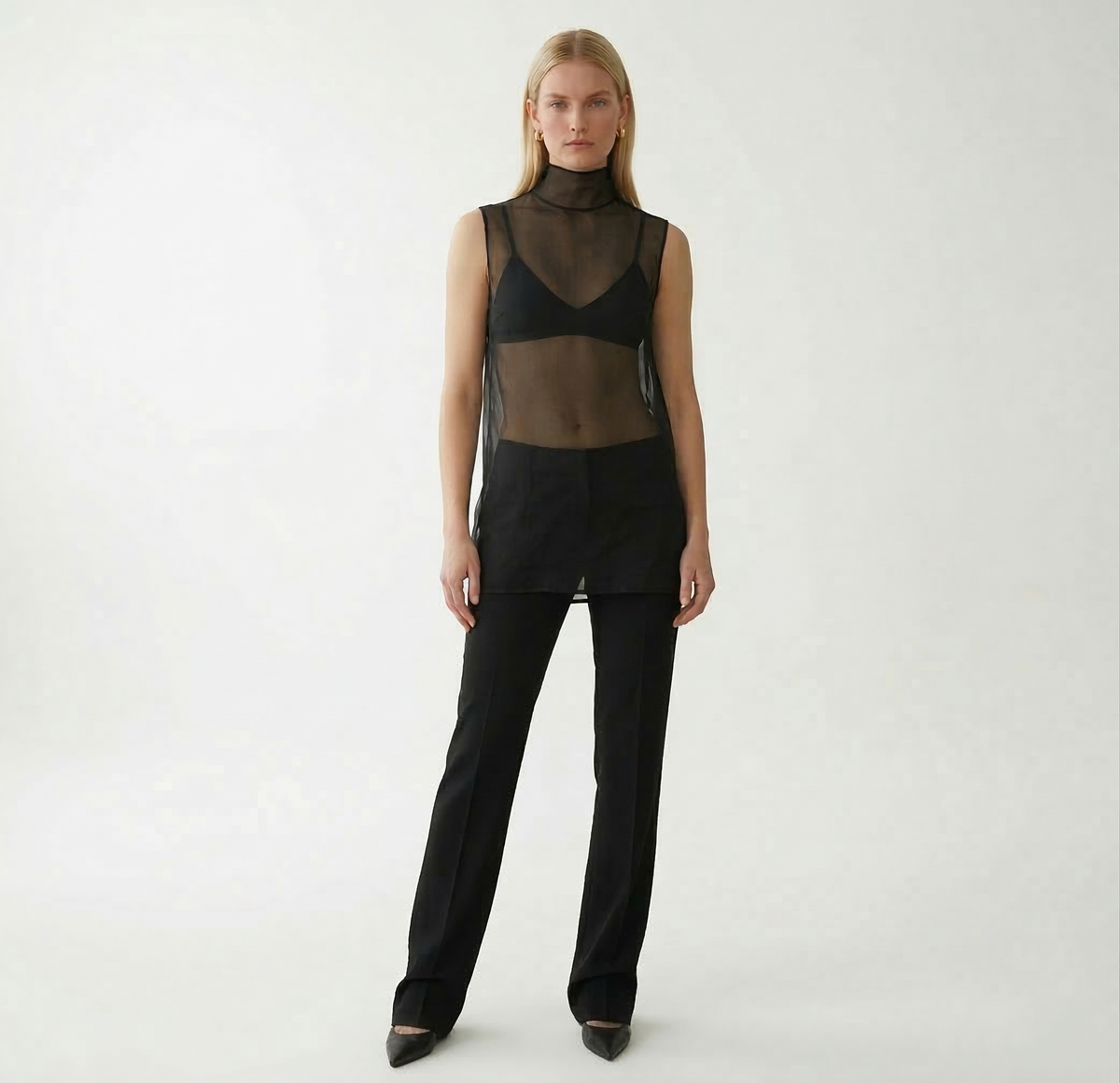 The Sheer Organza High-Neck Top