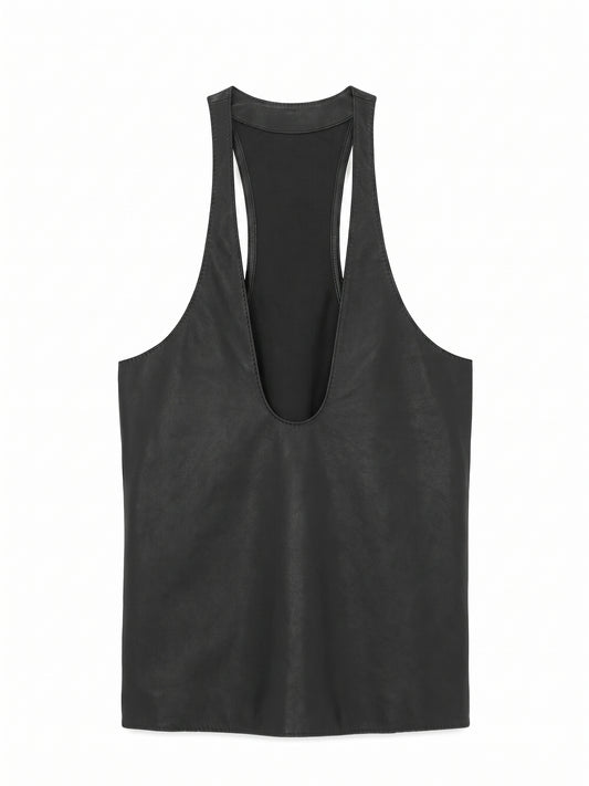 Deep plunge Leather Tank